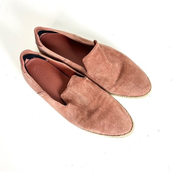 Vince Pink Suede Slip-On Espadrille Loafers - Picture 5 of 8